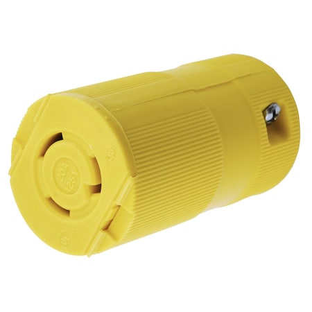 Hubbell Wiring Device-Kellems Locking Connector, L5-20R, 20 A, 125V AC, Single Phase, 2 Pole, Screw Terminals, Yellow HBL2313VY